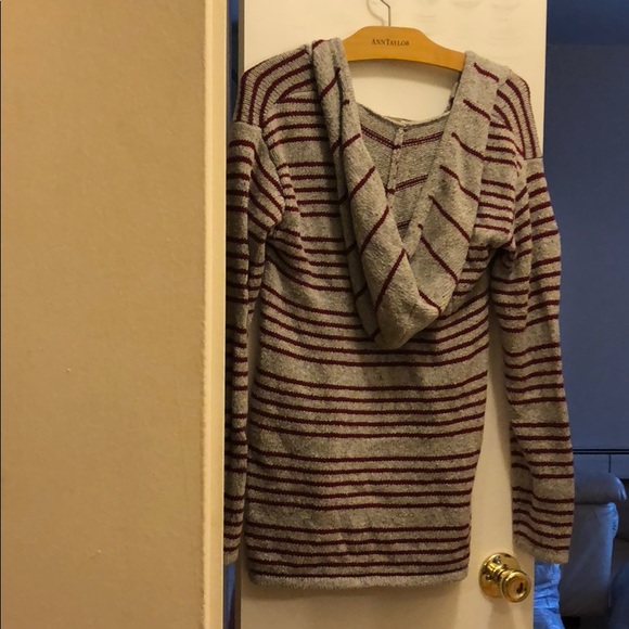 ROXY Grey Striped Sweater-Sweatshirt SM - Picture 2 of 4
